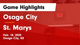 Osage City  vs St. Marys  Game Highlights - Feb. 18, 2020
