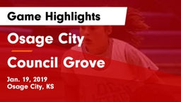 Osage City  vs Council Grove  Game Highlights - Jan. 19, 2019
