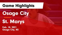 Osage City  vs St. Marys  Game Highlights - Feb. 18, 2021