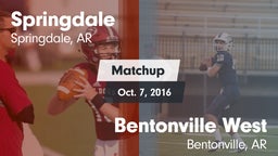 Matchup: Springdale High vs. Bentonville West 2016