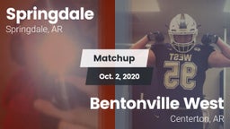 Matchup: Springdale High vs. Bentonville West  2020