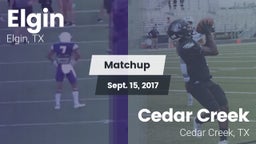 Matchup: Elgin  vs. Cedar Creek  2017