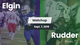 Matchup: Elgin  vs. Rudder  2018