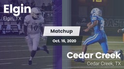 Matchup: Elgin  vs. Cedar Creek  2020