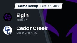 Recap: Elgin  vs. Cedar Creek  2022