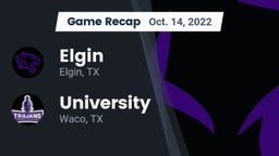 Recap: Elgin  vs. University  2022