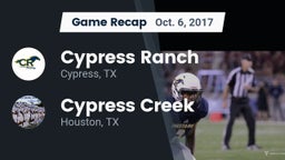 Recap: Cypress Ranch  vs. Cypress Creek  2017