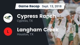 Recap: Cypress Ranch  vs. Langham Creek  2018