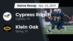 Recap: Cypress Ranch  vs. Klein Oak  2019