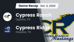 Recap: Cypress Ranch  vs. Cypress Ridge  2020