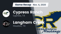 Recap: Cypress Ranch  vs. Langham Creek  2020