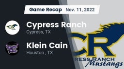 Recap: Cypress Ranch  vs. Klein Cain  2022