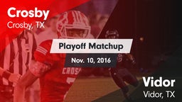 Matchup: Crosby  vs. Vidor  2016