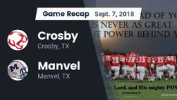 Recap: Crosby  vs. Manvel  2018