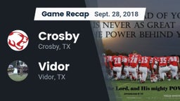 Recap: Crosby  vs. Vidor  2018