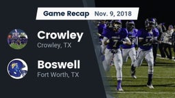 Recap: Crowley  vs. Boswell   2018