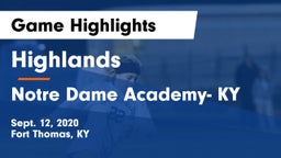 Highlands  vs Notre Dame Academy- KY Game Highlights - Sept. 12, 2020