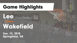 Lee  vs Wakefield  Game Highlights - Jan. 12, 2018
