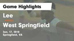 Lee  vs West Springfield  Game Highlights - Jan. 17, 2018
