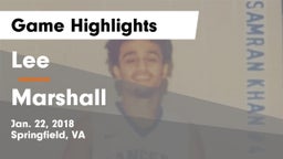Lee  vs Marshall  Game Highlights - Jan. 22, 2018