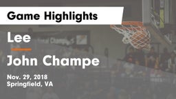 Lee  vs John Champe   Game Highlights - Nov. 29, 2018