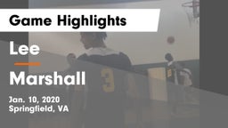 Lee  vs Marshall  Game Highlights - Jan. 10, 2020