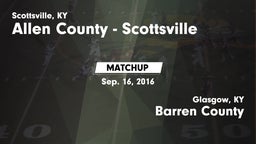 Matchup: Allen County High vs. Barren County  2016