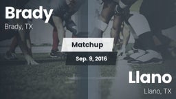 Matchup: Brady  vs. Llano  2016