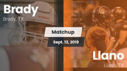 Matchup: Brady  vs. Llano  2019