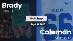 Matchup: Brady  vs. Coleman  2020