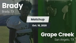 Matchup: Brady  vs. Grape Creek  2020