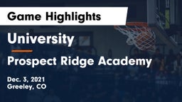 University  vs Prospect Ridge Academy Game Highlights - Dec. 3, 2021