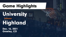 University  vs Highland  Game Highlights - Dec. 16, 2021