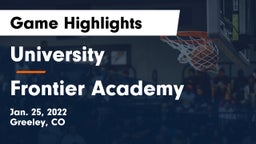University  vs Frontier Academy Game Highlights - Jan. 25, 2022