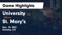 University  vs St. Mary's  Game Highlights - Dec. 10, 2022