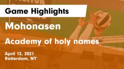 Mohonasen  vs Academy of holy names Game Highlights - April 13, 2021