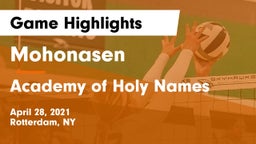 Mohonasen  vs Academy of Holy Names Game Highlights - April 28, 2021