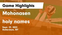 Mohonasen  vs holy names Game Highlights - Sept. 29, 2022