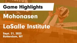 Mohonasen  vs LaSalle Institute  Game Highlights - Sept. 21, 2023