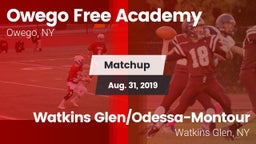 Matchup: Owego Free Academy vs. Watkins Glen/Odessa-Montour 2019