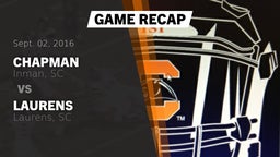 Recap: Chapman  vs. Laurens  2016