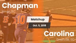 Matchup: Chapman  vs. Carolina  2018