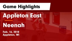 Appleton East  vs Neenah  Game Highlights - Feb. 16, 2018