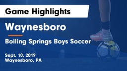 Waynesboro  vs Boiling Springs Boys Soccer Game Highlights - Sept. 10, 2019