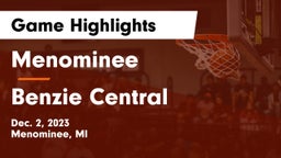 Menominee  vs Benzie Central  Game Highlights - Dec. 2, 2023