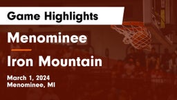 Menominee  vs Iron Mountain  Game Highlights - March 1, 2024