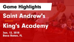 Saint Andrew's  vs King's Academy Game Highlights - Jan. 12, 2018