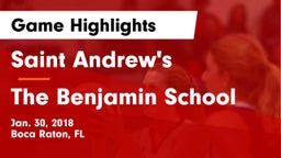 Saint Andrew's  vs The Benjamin School Game Highlights - Jan. 30, 2018
