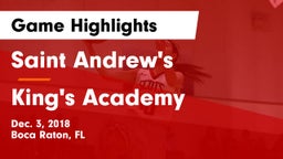 Saint Andrew's  vs King's Academy Game Highlights - Dec. 3, 2018