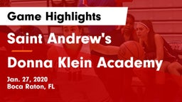 Saint Andrew's  vs Donna Klein Academy Game Highlights - Jan. 27, 2020